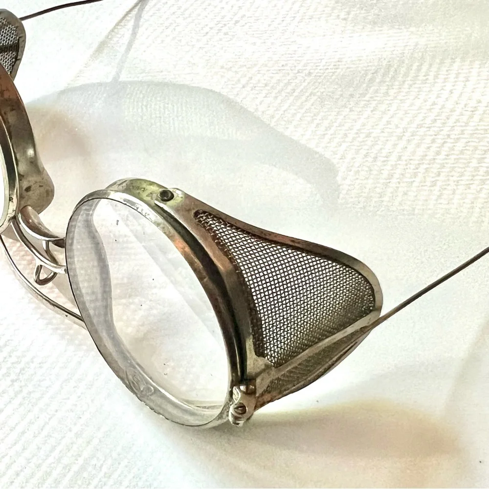 Antique Steampunk Safety Glasses Unisex Metal Glass Mesh Vintage Clear Glass